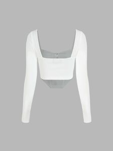 White Long Sleeve Corset style Top (little Box)