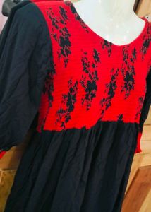 Red &amp; Black Midi Dress