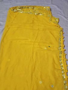 Yellow Mirror Work Dupatta