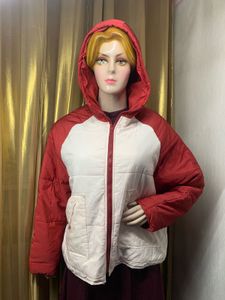 Stylish Red & White Hooded Jacket