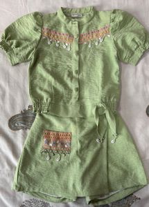 Green Embroidered Kurta Set