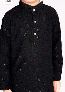 Boys Black Sequined Kurta