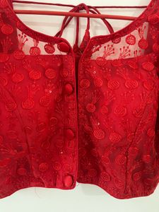 Stunning Red Embroidered Blouse