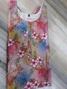 Multicolor Floral Maslin Kurti With Dupatta