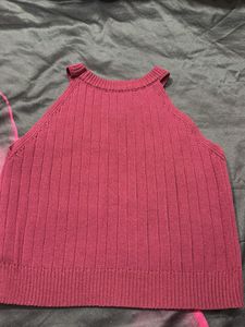 Red Sleeveless Knit Tank Top