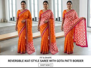 Vibrant Orange & Pink Saree