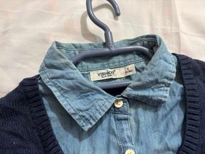 🎁Pinterest Korean Navy Blue Shirt Sweater Q