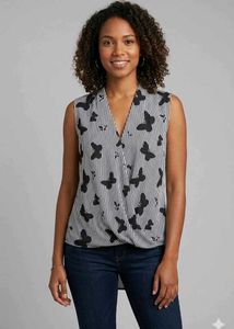 Chic Butterfly Print Sleeveless Top