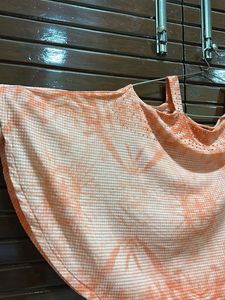 Orange Graphic Print Cold Shoulder Top two way sty