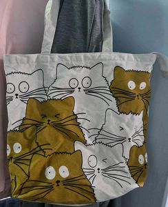 Cute Cat Print Tote Bag