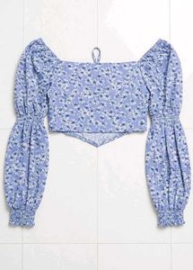 Floral Puff Sleeve Crop Top