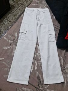 White Cargo Style Pants