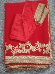 Stunning Red Embroidered Saree