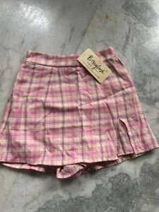 Berrylush Pink Plaid Mini Skort