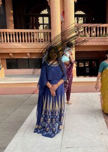 Elegant Blue Lehenga Choli with Gold Print