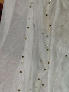 Elegant White Beaded  Dupatta