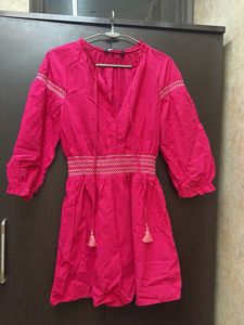 Zara Pink Embroidered Dress