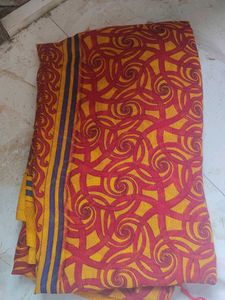 Vibrant Yellow & Red Saree