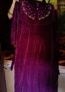 Elegant Embroidered Velvet Dress