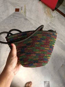 Daisy Accent Colorful Woven Handbag
