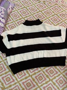 Chic Striped Mock Neck Sweater