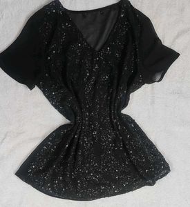 Sparkling Black Sequin Top
