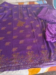Purple Elephant Print Kurta Set