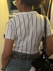 Striped Crop Rugby Shirt with "1970"