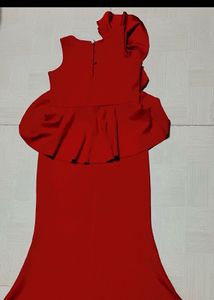 Elegant Red Peplum Gown
