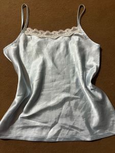 light blue silk tank top
