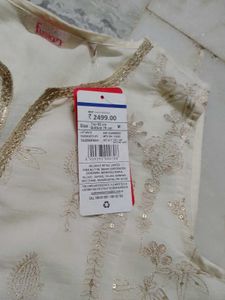 Elegant White short Kurta with Gold Embellishments