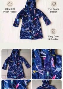 Kids Space Print Hooded Robe