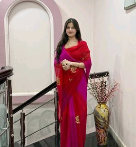 Elegant Red & Pink Saree