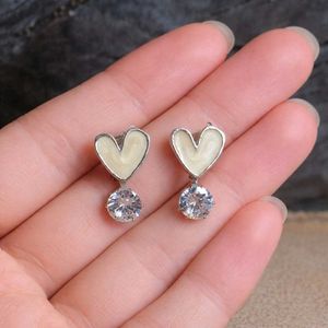 Crystal Drop Heart Studs