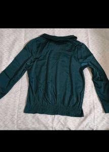 Elegant Dark Green Collared Blouse