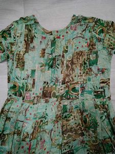 Green Printed Anarkali Kurta