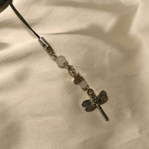 Dragonfly Phone Charm (White)