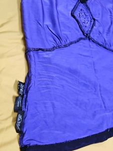 Navy Blue Embellished V-Neck Sleeveless Top
