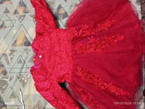 winter Red Lace Baby Dress👰🌹🥀