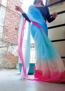Beautiful Ombre Blue &amp; Pink Saree