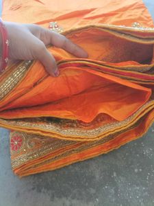 😱new heavy orange 🔥Raj Gharana work silk saree �
