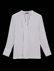 Elegant Grey Long Sleeve Blouse