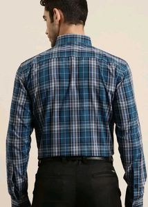Men's Blue Plaid Slim Fit Shirt