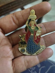 Vintage Indian Woman with Pot Pin