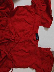 Chic Red Eyelet Top