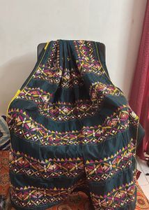 Kathiyawadi Embroidered Dark Green Saree