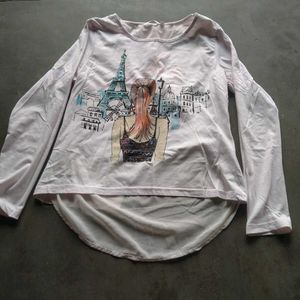 Cute Paris Eiffel Tower Graphic Long Sleeve Top