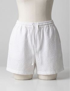White Textured Shorts