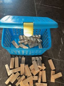 Jenga Game Set with Blue Storage Bin