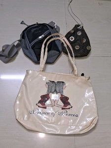 Vintage Tote Bag & Mini Bags Bundle. of3